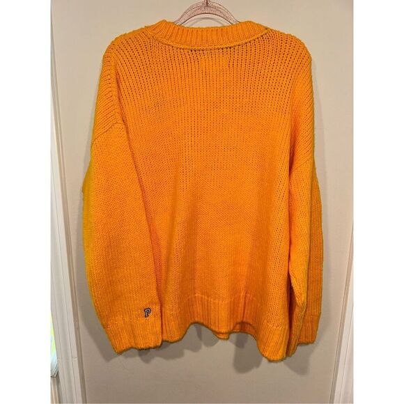 Victoria's Secret Pink Boyfriend Knit Sweater Oversized Gold Light Orange Size L - Picture 4 of 4